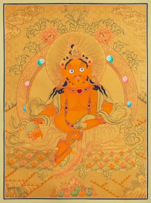 24k Gold Dzambala Thangka Painting| Deity Of Wealth
